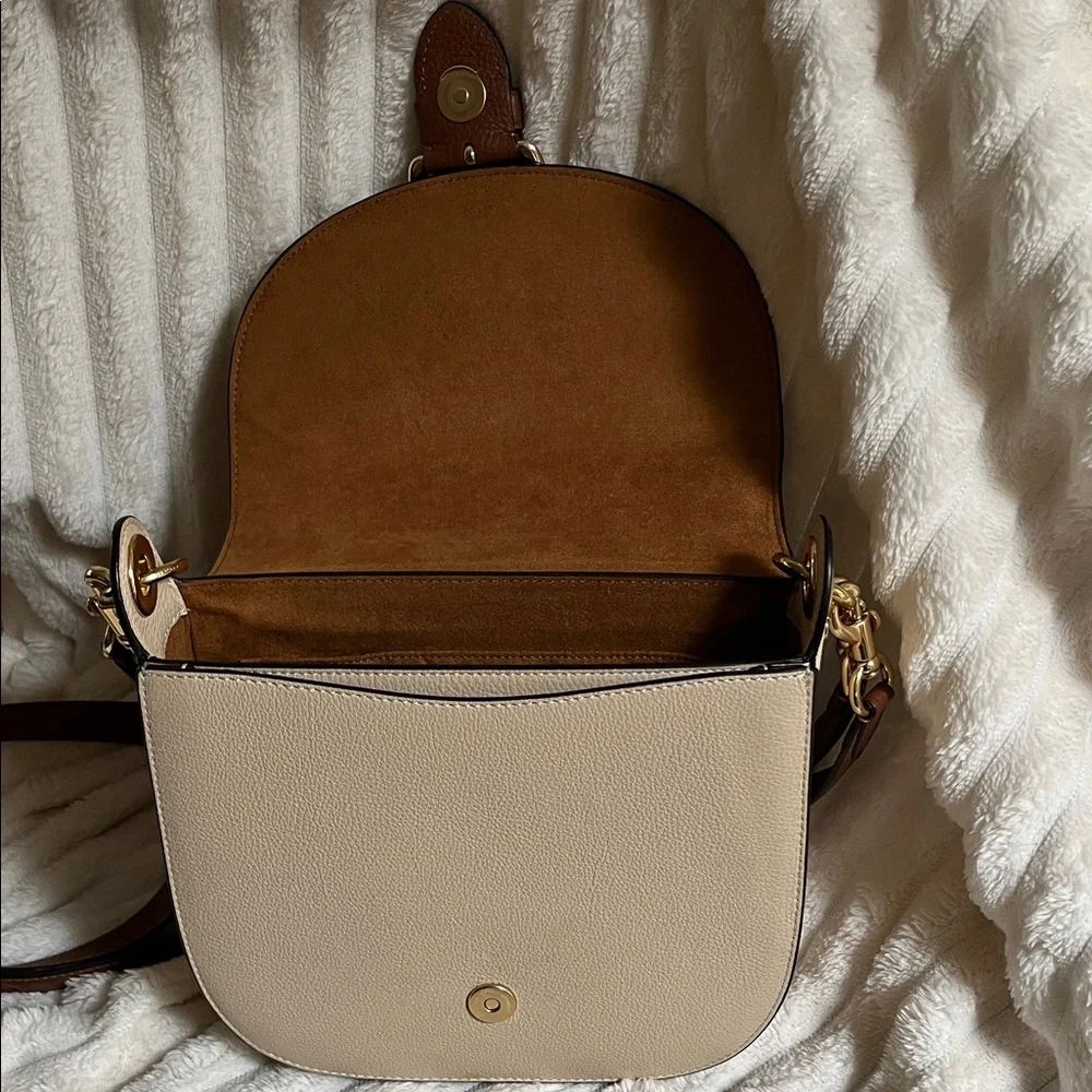 Coach Burgundy and Beige Leather Crossbody Bag - Picture 6 of 8